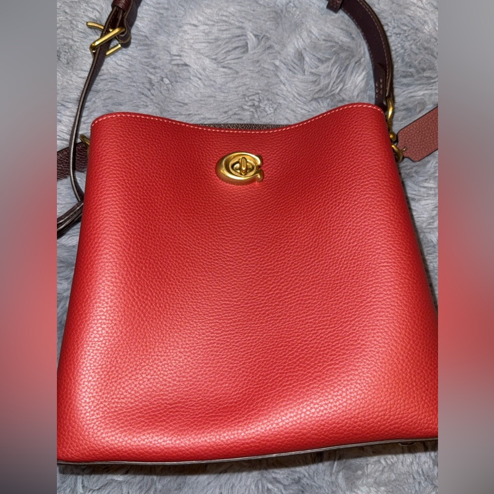 Coach Willow Bucket Bag in Cherry Leather.